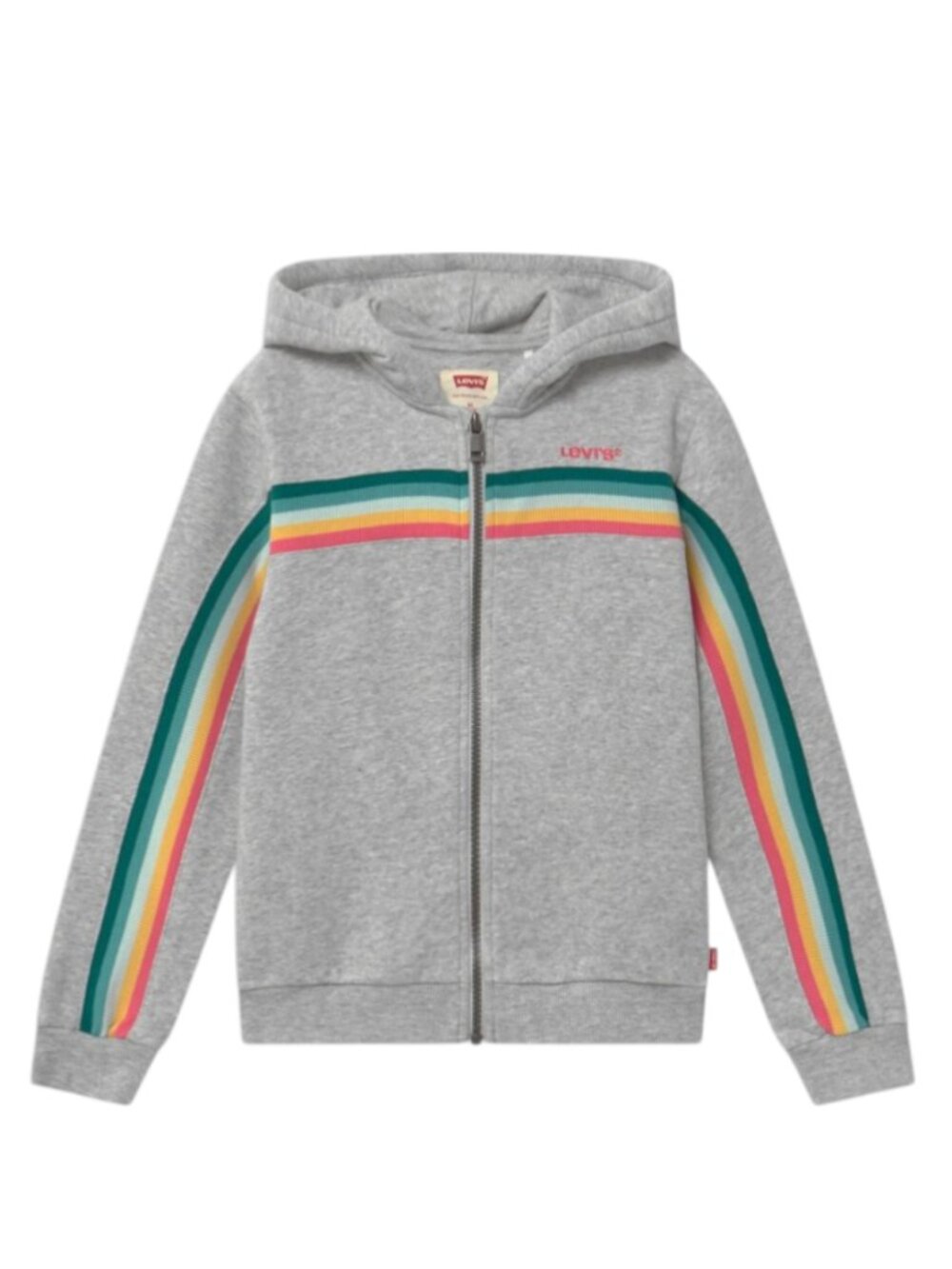 Levi's Hoodie Rainbow Stripe Zip Grey Small Girls 8-10